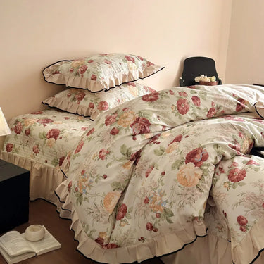 Rose Vintage French Floral Patchwork Duvet Cover Set, Cotton Bedding Set